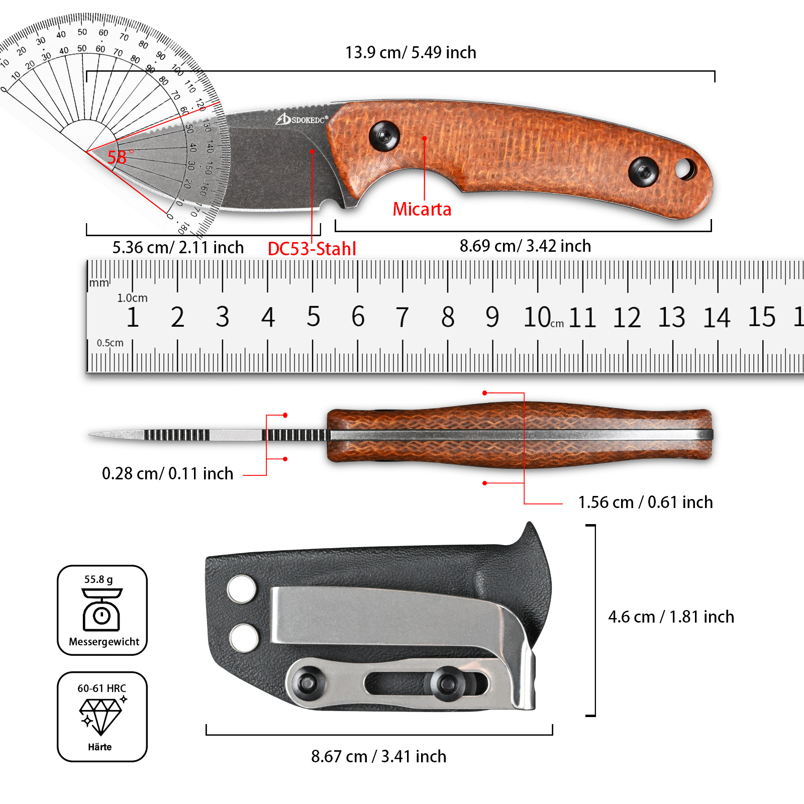 Cuchillo de corte EDC de acero - Dive Knife Titanium reseña y precio